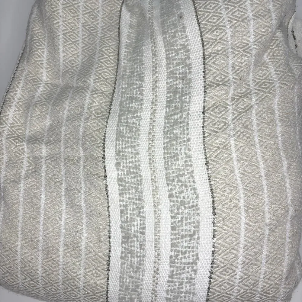 Anthropologie Woven Koseling Striped Duvet Queen Cream, Gold